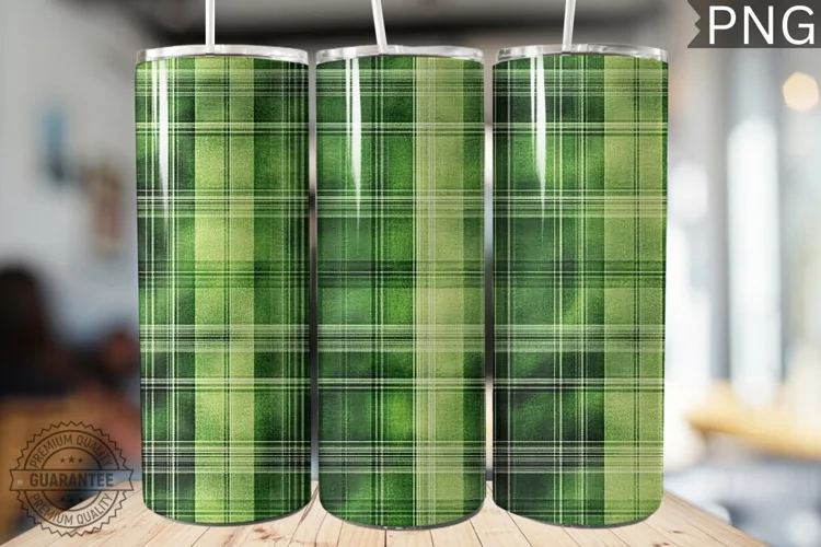 Green Plaid Tumbler Wrap - High Quality 300 Dpi