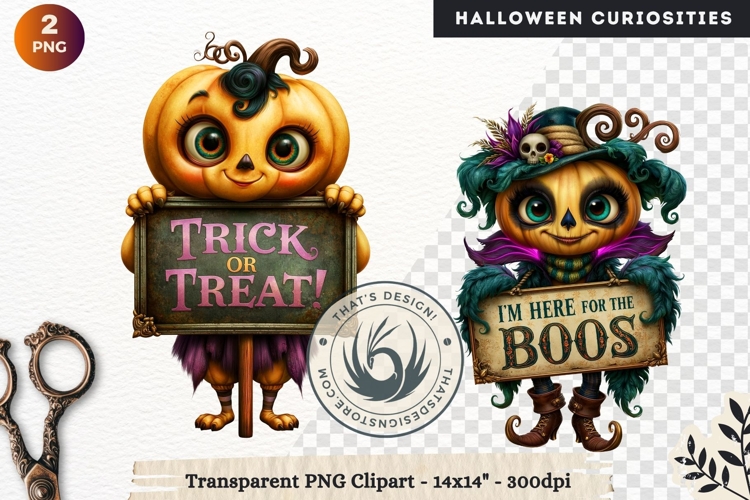 Surreal Halloween Character Cliparts Spooky Curiosities