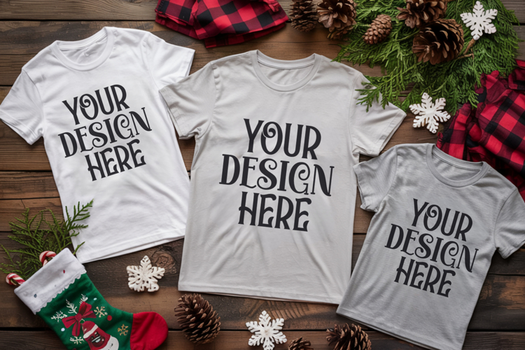 Christmas Family Matching Group Flat Lay Mockup