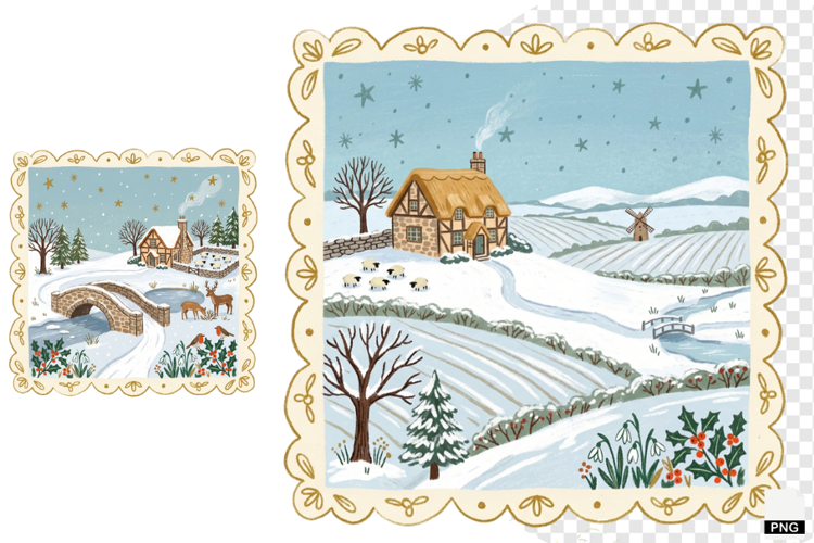 Nursery Winter Postage Stamps PNG