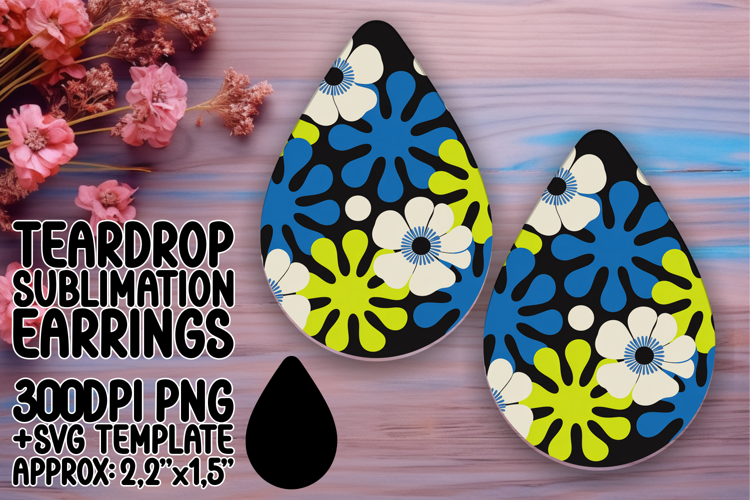 Sleek Teardrop Earrings Design PNG , Flowers