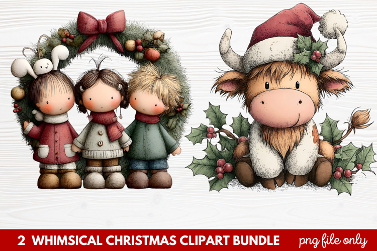 Whimsical Christmas Clipart | Cute Festive Holiday PNG