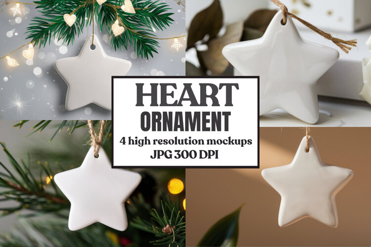 Christmas Star Ceramic Ornament Mockup | Holiday Star Tree example image 1