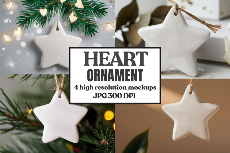 Christmas Star Ceramic Ornament Mockup | Holiday Star Tree