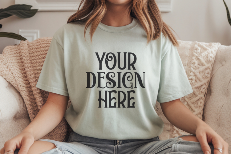Chalky Mint Comfort Colors 1717 T-shirt Mockups,1717 Mockups