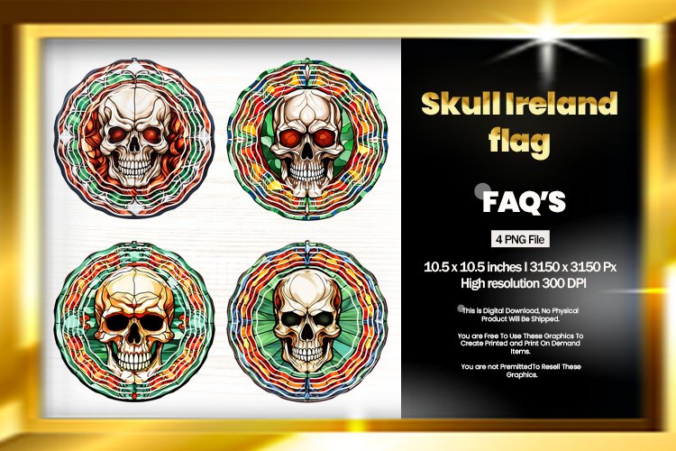 Skull Ireland Flag Wind Spinner - 04 Variations