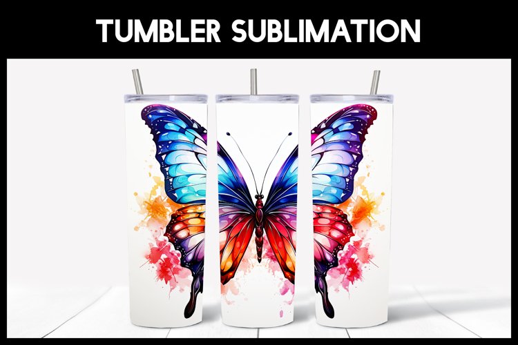 Watercolour butterfly tumbler wrap | Tumbler Sublimation