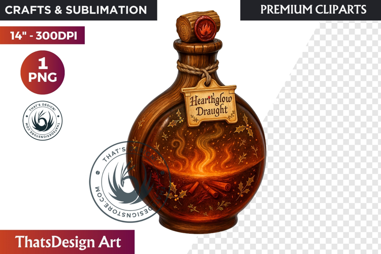 Christmas Winter Potion Bottles PNG, Magical Holiday Clipart