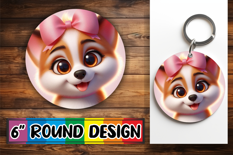 Blissful Keychain Circle Style, 3D Dog