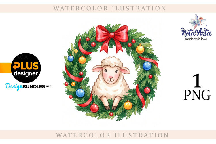 Christmas Sheep in Watercolor Style example image 1