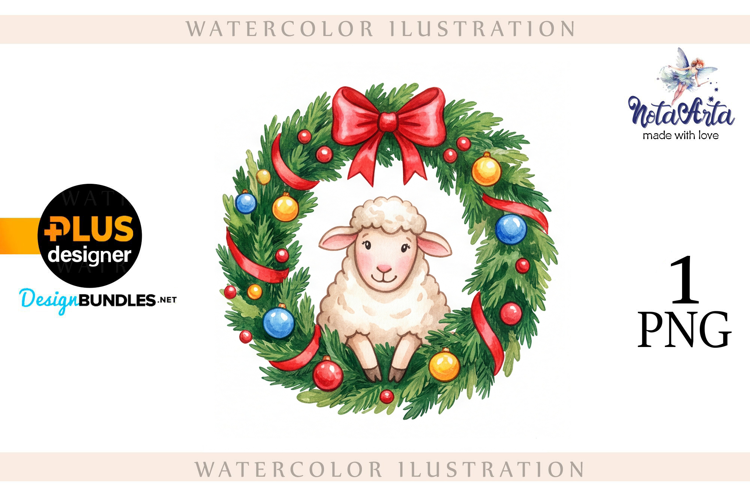 Christmas Sheep in Watercolor Style