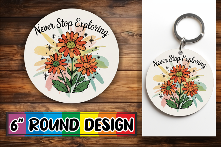 Heartfelt Circle Car Coasters, Flowers Quote