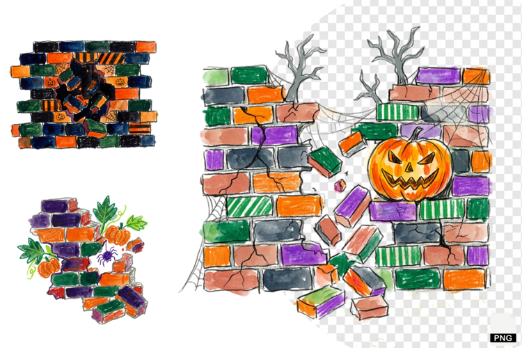Halloween Brick Wall PNG