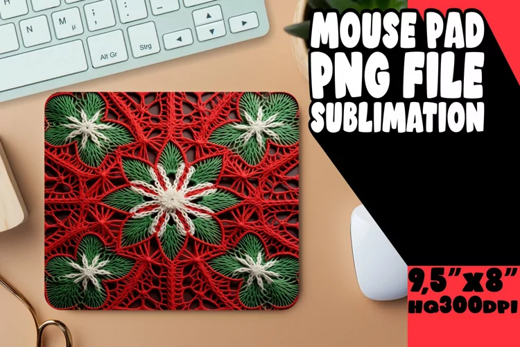 Holiday Joy with Winter Embroidery Sublimation Mouse Pads