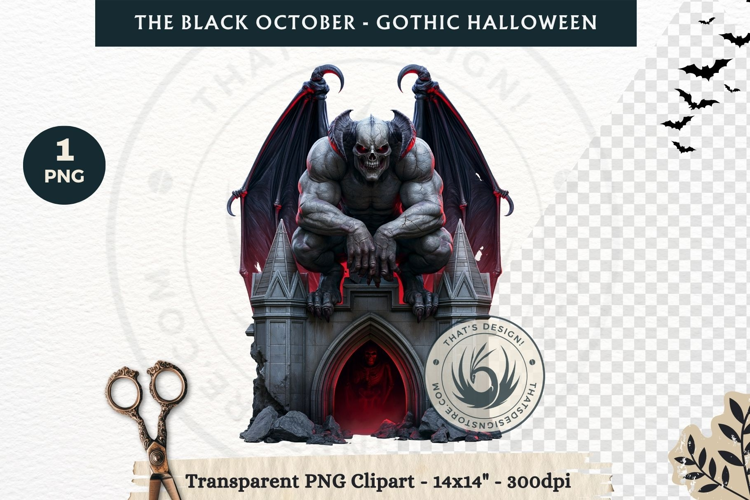The Black October Gothic Halloween Clipart, Horror character