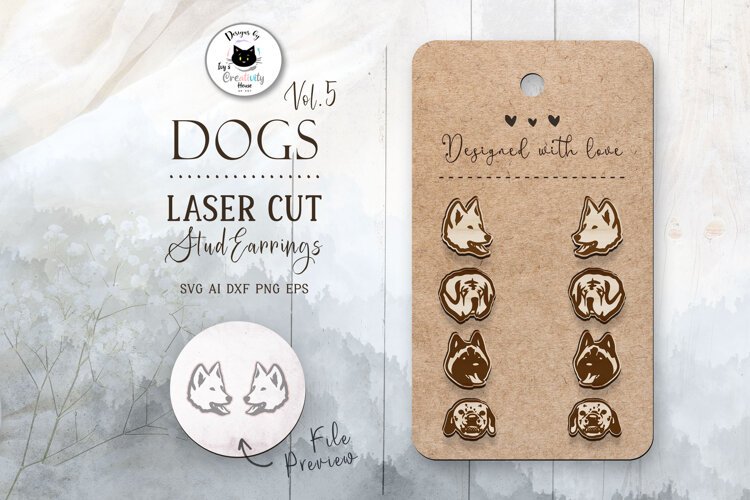 Dog Stud Earrings Vol.5 | Laser Cut Dog Files