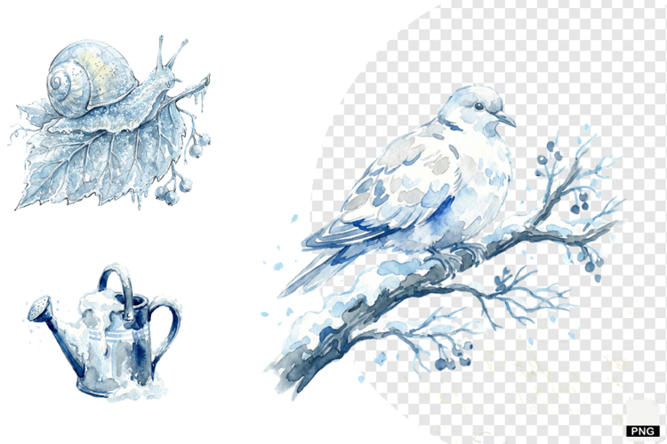Winter Birds Garden Clipart