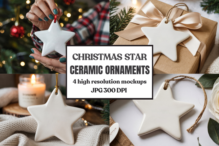 Christmas Star Ceramic Ornament Mockup | Holiday Star