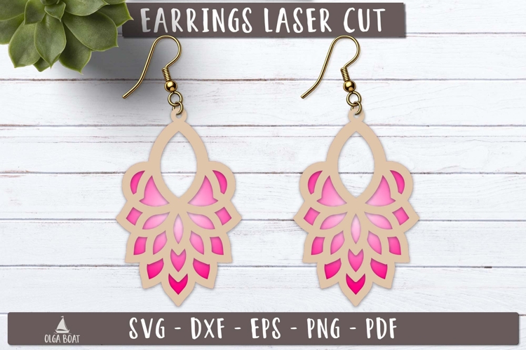 Floral Earrings SVG Boho Laser Cut design