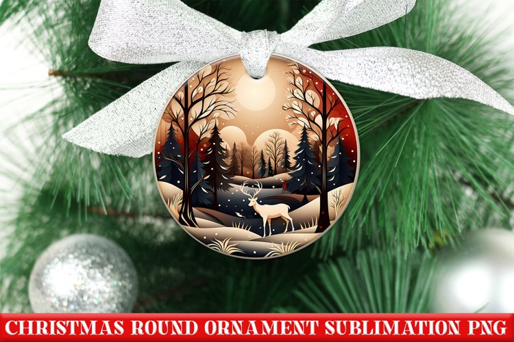 Christmas Round Ornament PNG | Santa | Sublimation | PNG