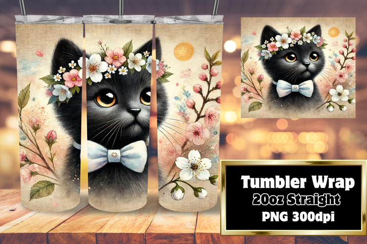 LUSH 20oz Tumbler Artwork for DIY , Cute Cat