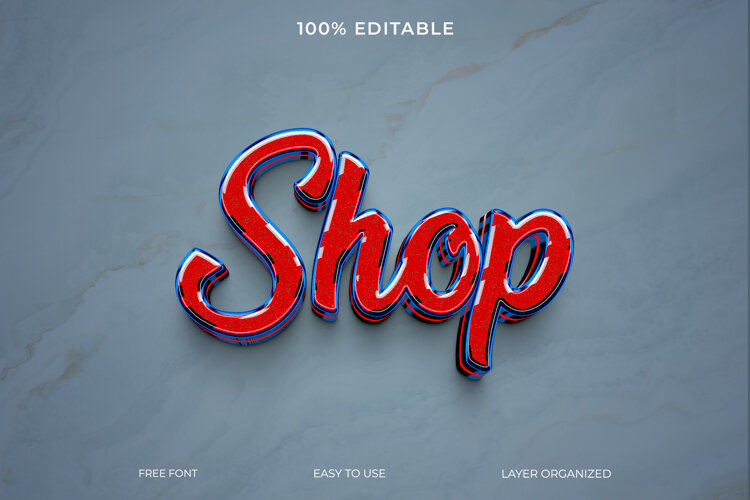 Shop Text Texture Image shop 3d editable text effect