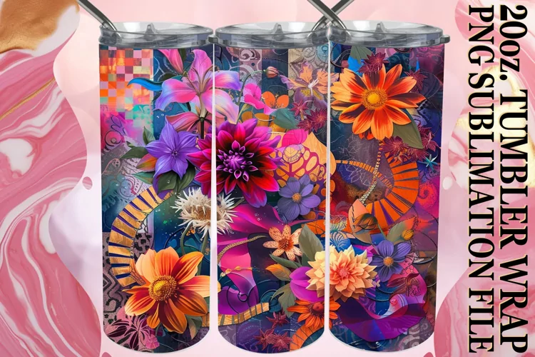 Modern Abstract Blossom Pattern Wrap for 20oz Tumbler