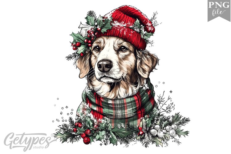 Christmas Dog Clipart Design - High Quality 300 Dpi