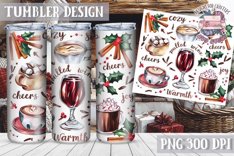 Sublimation Tumbler WRAP Christmas Design Quote Watercolor