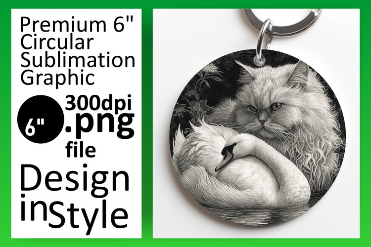 Colorful Kitty Sublimation: Round & Keychain example image 1