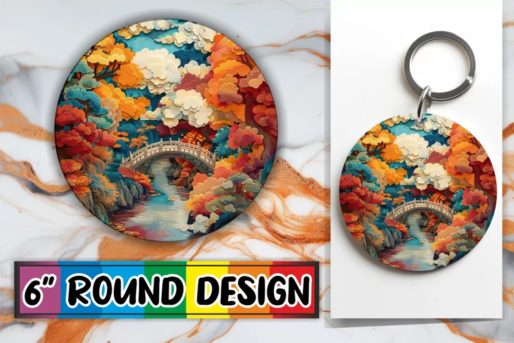 3D Beauty of Sublimation Circle Kaychain Spring View Print