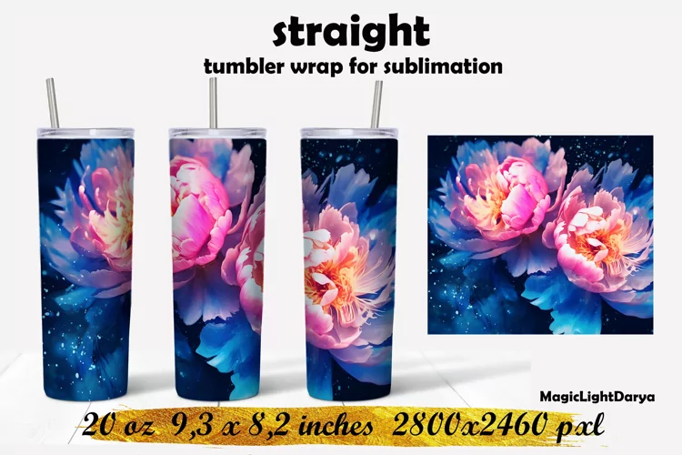 Peonies Tumbler design,Flowers tumbler sublimation