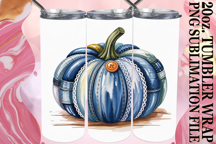 Dreamy escapes 20oz tumbler wrap, Pumpkin Watercolor