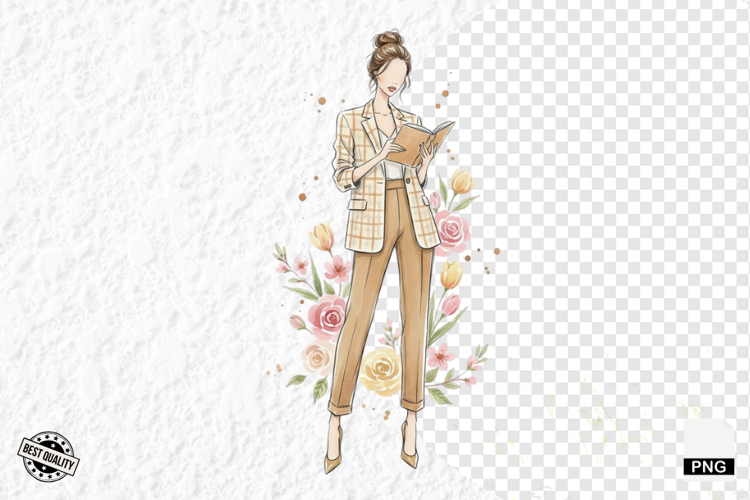 Stylish Spring Girl Clipart