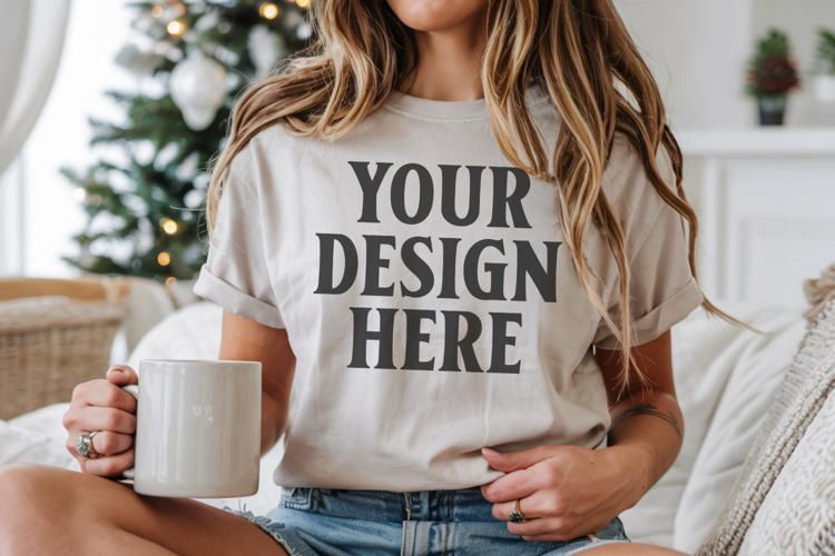 Christmas Bella Canvas 3001 Athletic Heather Shirt Mockup
