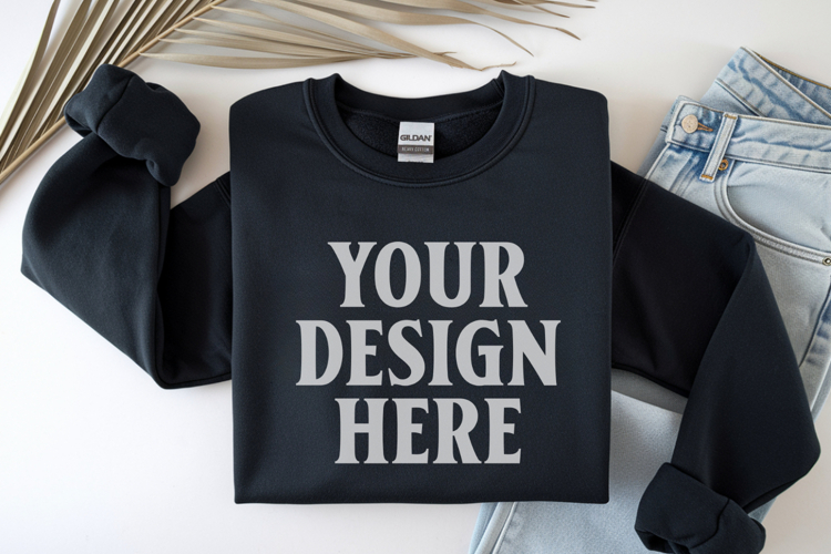 Black Gildan 18000 Folded Flat Lay Mockups