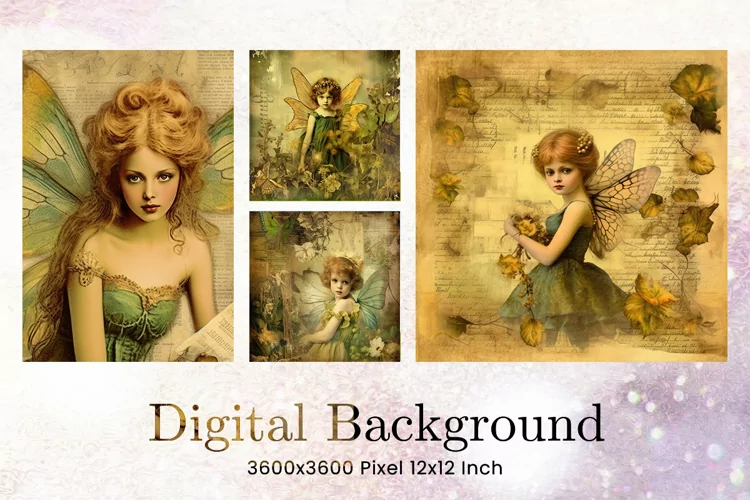 Butterfly Girl Vintage Background Old Paper Wallpaper