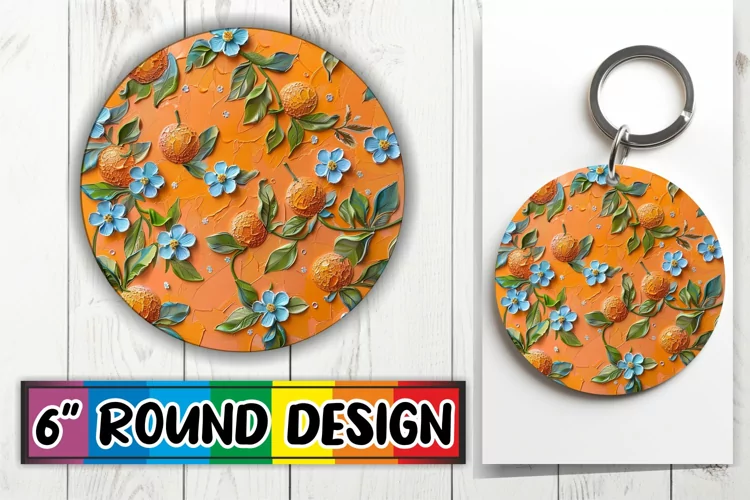 Blooming Flowers Round Keychain Design