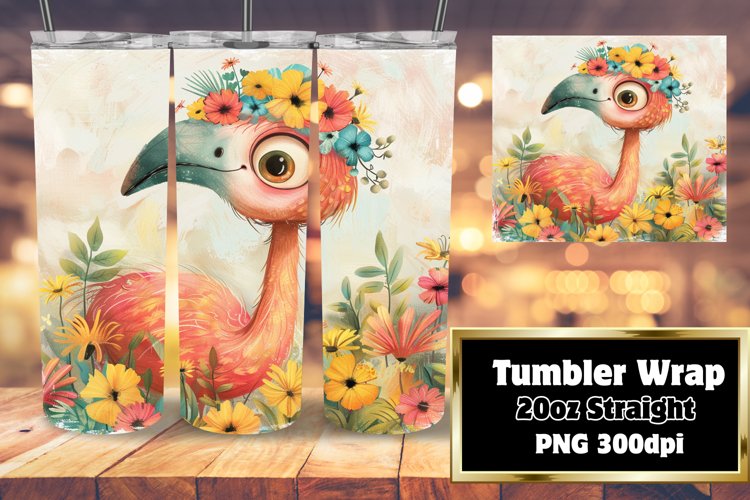 Watercolor Flamingo Tumbler Wrap