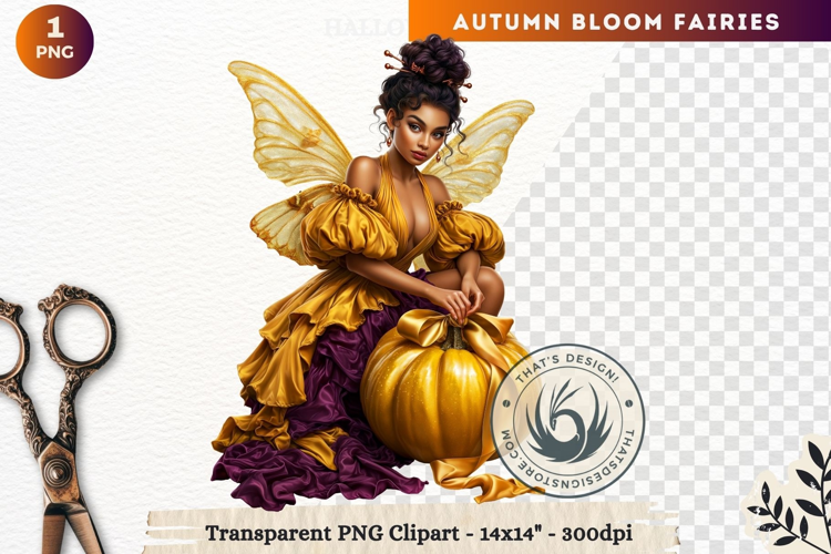 Autumn Bloom Floral Fairy Clipart, Mythical Fantasy PNG