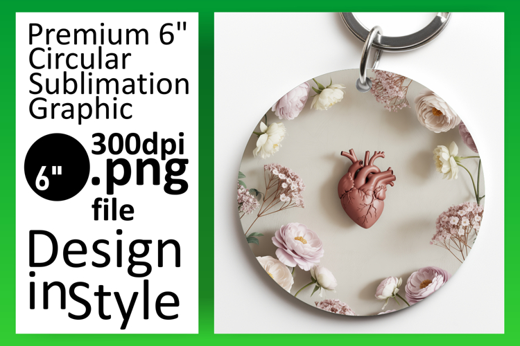 Stylish Circle Design for Keychains , 3D Heart