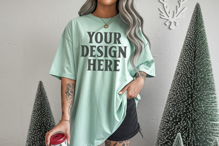 Chalky Mint Christmas Comfort Colors 1717 TShirt Mockup,cc17