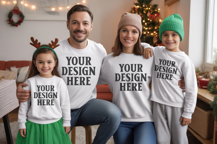 Christmas Family Matching T-Shirt Mockups | Holiday Group