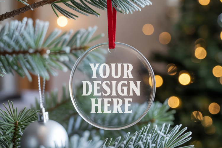 Acrylic Christmas Ornament Mockups , acrylic blank mockup