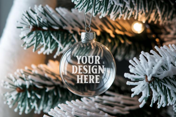 Acrylic Christmas Ornament Mockups | Clear Holiday Ornament