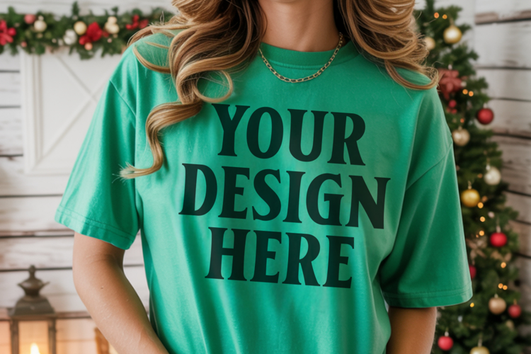 Christmas Comfort Colors 1717 Island Green T-Shirt Mockup Re