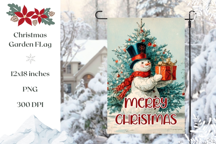 Vintage Christmas Snowman Garden Flag, Winter Garden Flag
