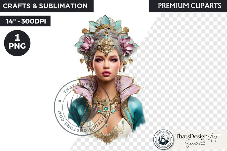 Royal Lotus Princess Fantasy Goddess Floral Clipart
