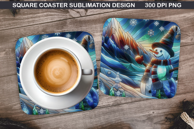 Snowman Coaster Sublimation, Christmas Coaster PNG Design