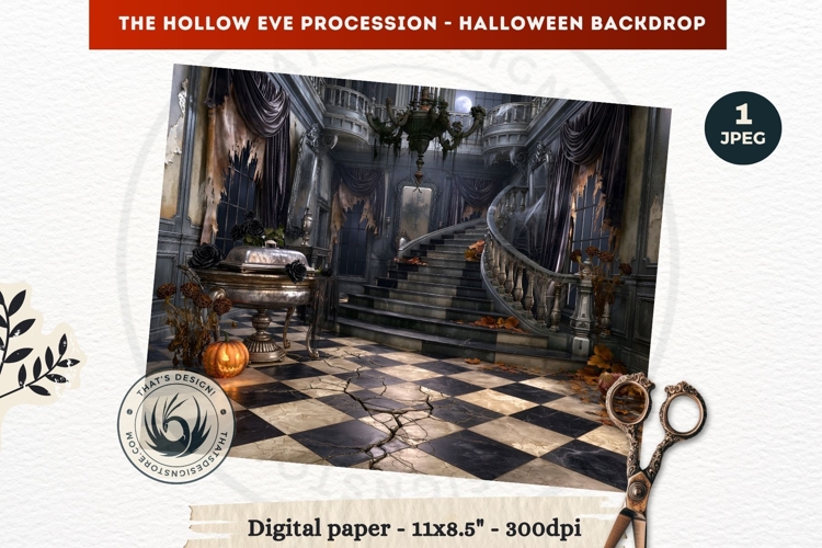 Gothic Halloween background - Hollow Eve Procession Backdrop
